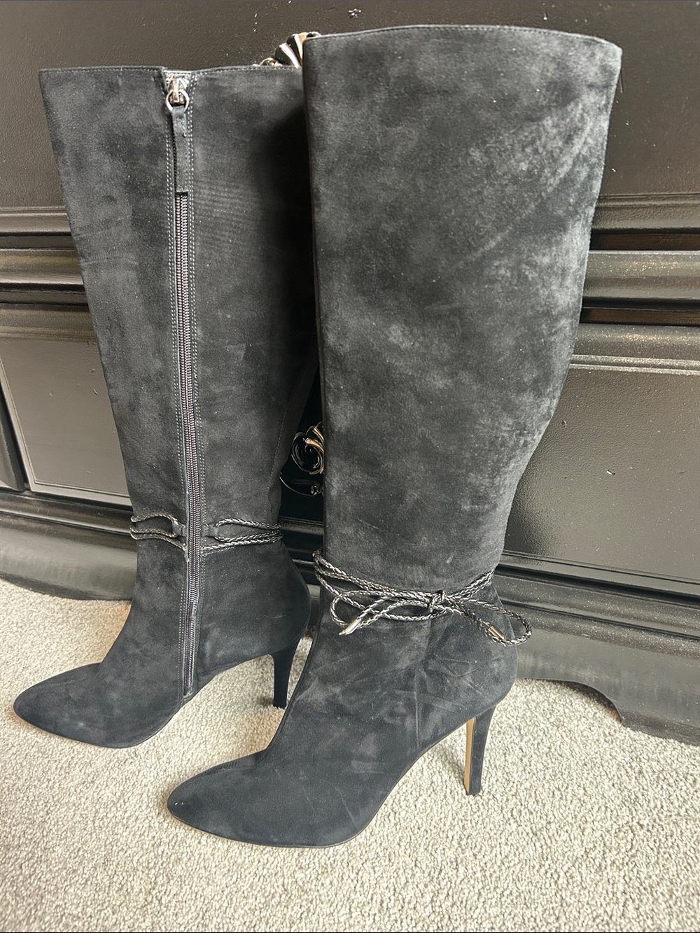 Black Faux Suede Knee-High Stiletto Boots by WHBM